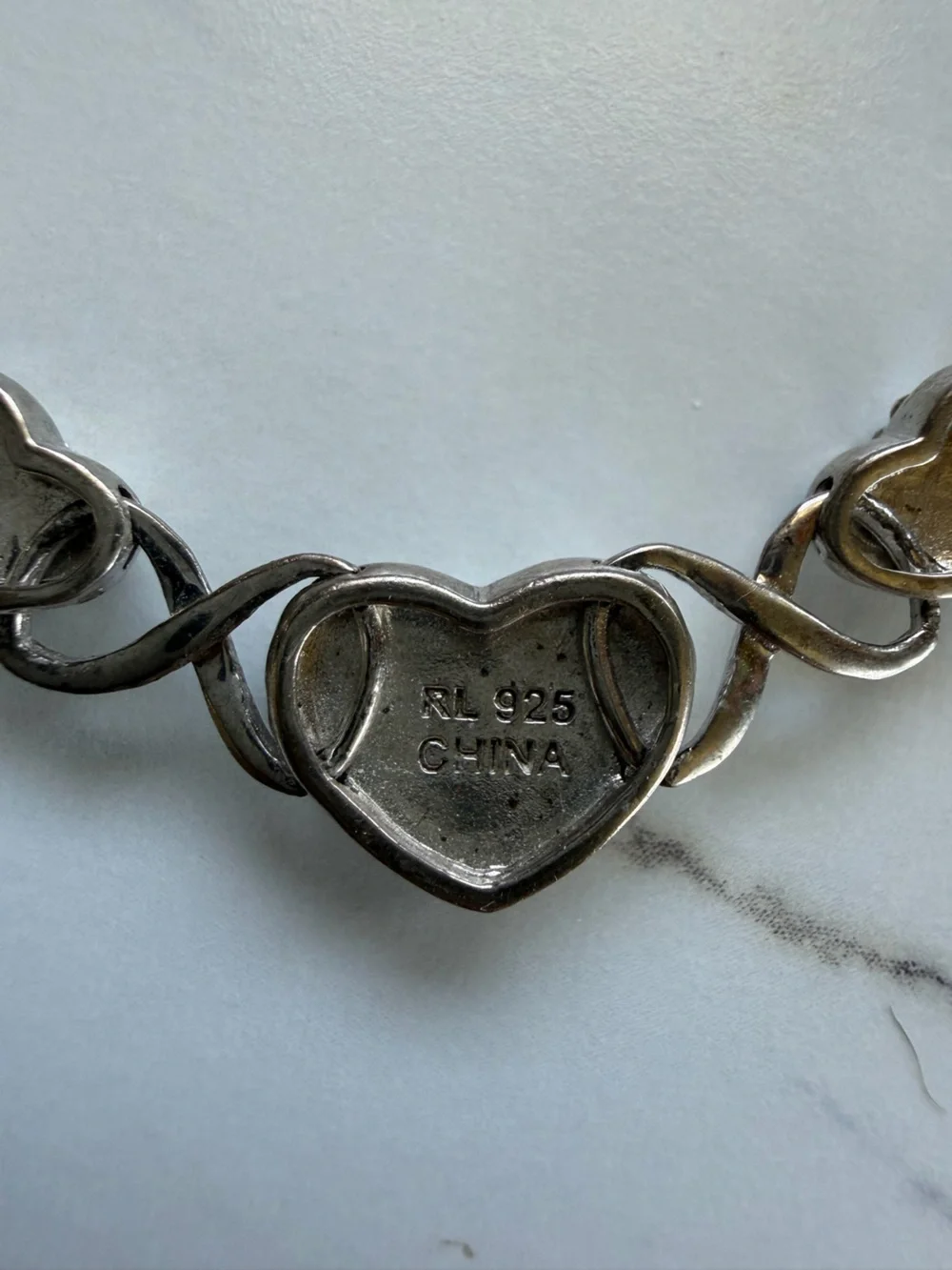 Vintage Silver Tone Rhinestone Heart Necklace ✨ Romantic Y2K